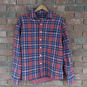 American Eagle Button Up Longsleeve Shirt / Fushia-Blue Plaid