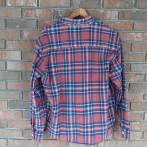 American Eagle Button Up Longsleeve Shirt / Fushia-Blue Plaid