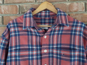 American Eagle Button Up Longsleeve Shirt / Fushia-Blue Plaid