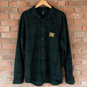 Oakley TC Skull Flannel Snap Button Up Shirt / Green Check