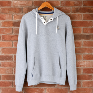 Santa Cruz "Beach Bum Hand" Snap-Neck Pullover Hoodie / Heather Grey