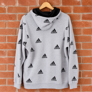 Adidas All Over Print Pullover Hoodie / Grey