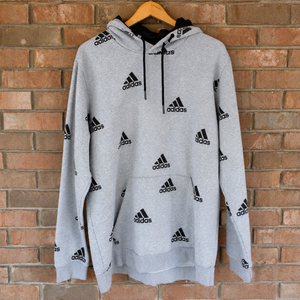 Adidas All Over Print Pullover Hoodie / Grey