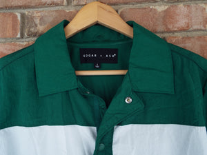 Edgar + Ash Windbreaker Button Up Jacket / Green-Blue-White