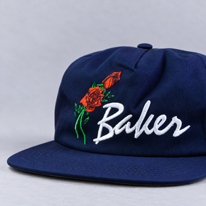 Baker Roses Snapback Hat / Navy