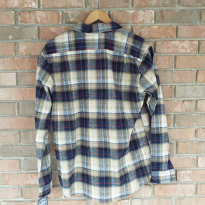 RVCA Plaid Button Up Shirt / Navy Blue-Tan
