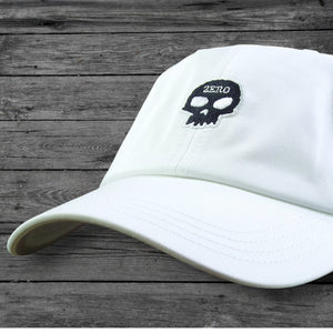Zero Single Skull Dad Strapback Hat / White
